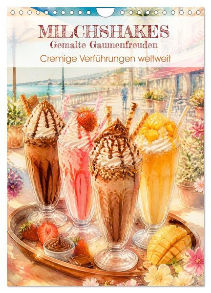 MILCHSHAKES - Gemalte Gaumenfreuden (Wandkalender 2027 DIN A4 hoch) CALVENDO Monatskalender