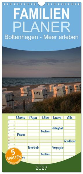 Familienplaner 2027 - Boltenhagen - Meer erleben mit 5 Spalten (Wandkalender 21 x 45 cm) CALVENDO