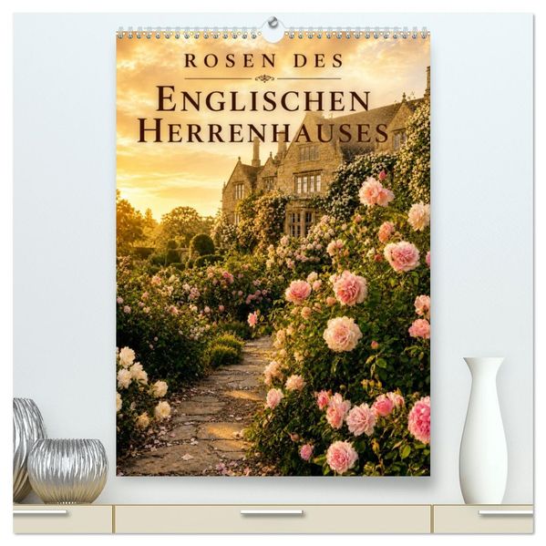 Rosen des englischen Herrenhauses (hochwertiger Premium Wandkalender 2027 DIN A2 hoch) Kunstdruck in Hochglanz