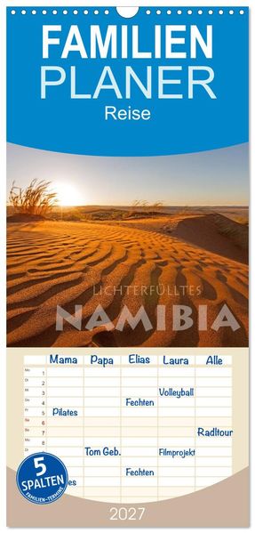 Familienplaner 2027 - Lichterfülltes Namibia mit 5 Spalten (Wandkalender 21 x 45 cm) CALVENDO