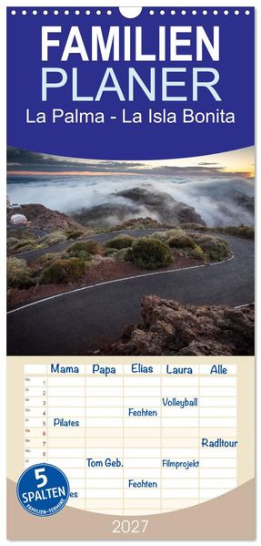 Familienplaner 2027 - La Palma - La Isla Bonita mit 5 Spalten (Wandkalender 21 x 45 cm) CALVENDO