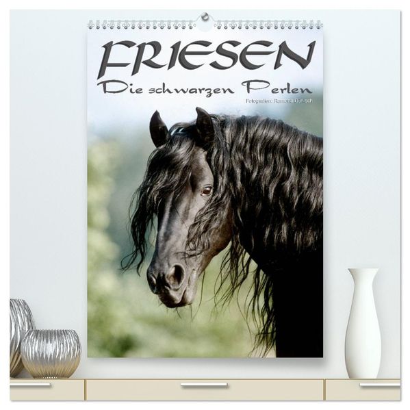 Friesen - die schwarzen Perlen (hochwertiger Premium Wandkalender 2027 DIN A2 hoch) Kunstdruck in Hochglanz