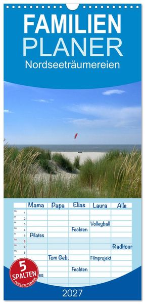 Familienplaner 2027 - Nordseeträumereien mit 5 Spalten (Wandkalender 21 x 45 cm) CALVENDO