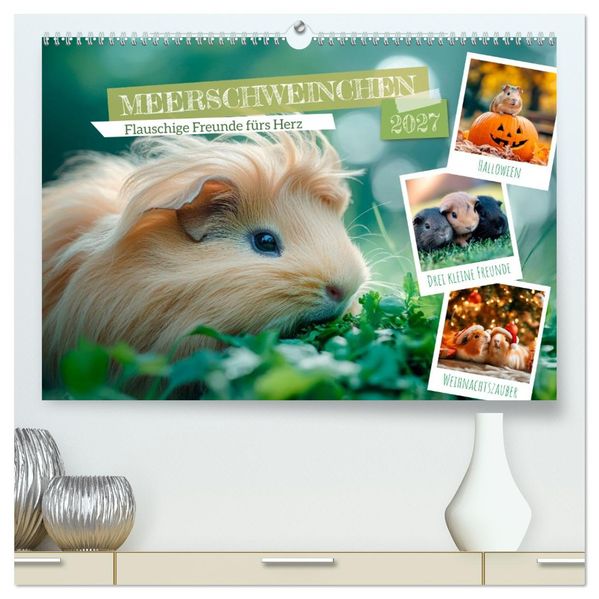 Meerschweinchen - Flauschige Freunde fürs Herz (hochwertiger Premium Wandkalender 2027 DIN A2 quer) Kunstdruck in Hochglanz
