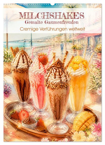 MILCHSHAKES - Gemalte Gaumenfreuden (Wandkalender 2027 DIN A2 hoch) CALVENDO Monatskalender