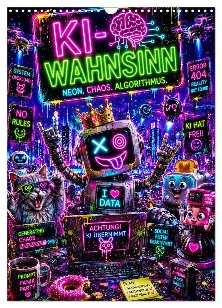 KI - Wahnsinn. neon. chaos. algorithmus (Wandkalender 2027 DIN A3 hoch) CALVENDO Monatskalender