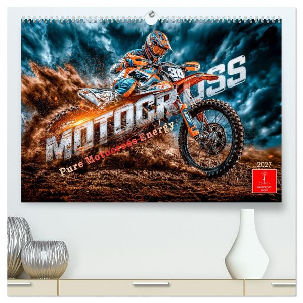 Motocross - Pure Motocross Energy (hochwertiger Premium Wandkalender 2027 DIN A2 quer) Kunstdruck in Hochglanz