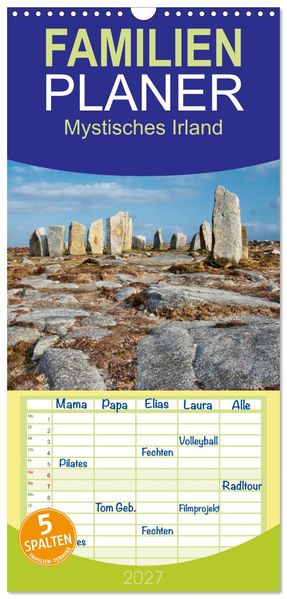 Familienplaner 2027 - Mystisches Irland mit 5 Spalten (Wandkalender 21 x 45 cm) CALVENDO
