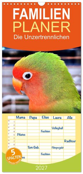 Familienplaner 2027 - Die Unzertrennlichen mit 5 Spalten (Wandkalender 21 x 45 cm) CALVENDO