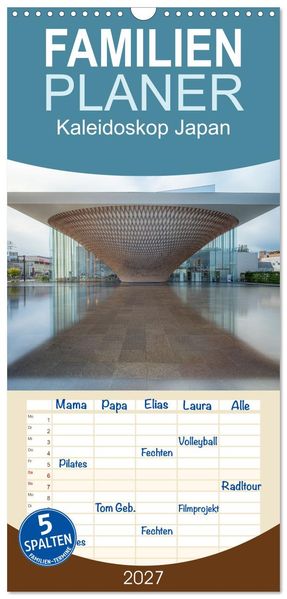 Familienplaner 2027 - Kaleidoskop Japan mit 5 Spalten (Wandkalender 21 x 45 cm) CALVENDO