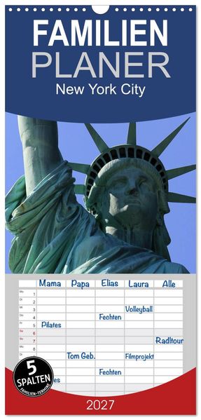 Familienplaner 2027 - New York City mit 5 Spalten (Wandkalender 21 x 45 cm) CALVENDO