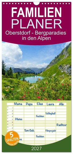 Familienplaner 2027 - Oberstdorf - Bergparadies in den Alpen mit 5 Spalten (Wandkalender 21 x 45 cm) CALVENDO