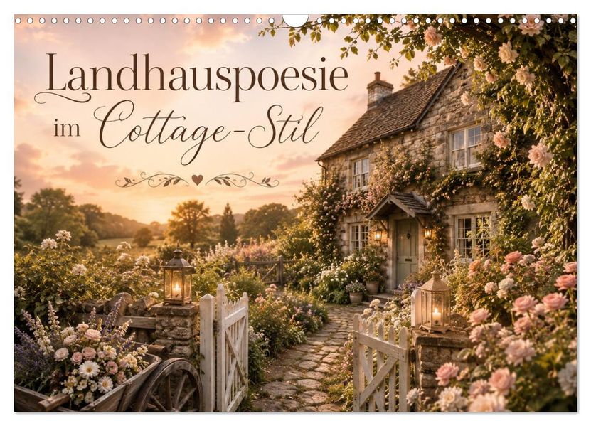 Landhauspoesie im Cottage-Stil (Wandkalender 2027 DIN A3 quer) CALVENDO Monatskalender