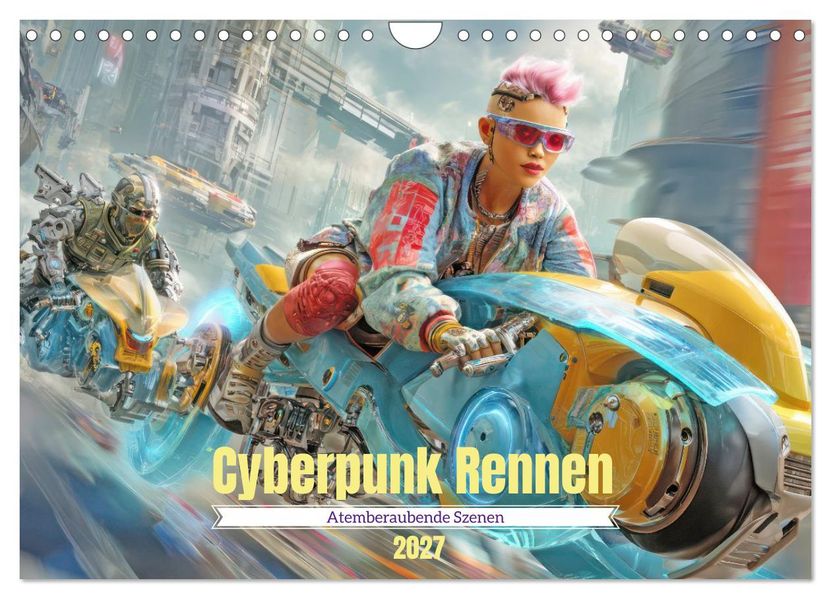 Cyberpunk Rennen - Atemberaubende Szenen (Wandkalender 2027 DIN A4 quer) CALVENDO Monatskalender