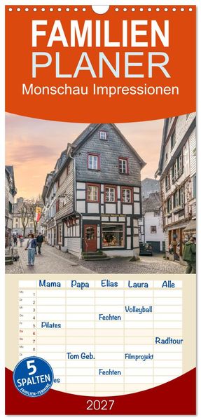 Familienplaner 2027 - Monschau Impressionen mit 5 Spalten (Wandkalender 21 x 45 cm) CALVENDO