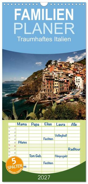 Familienplaner 2027 - Traumhaftes Italien mit 5 Spalten (Wandkalender 21 x 45 cm) CALVENDO