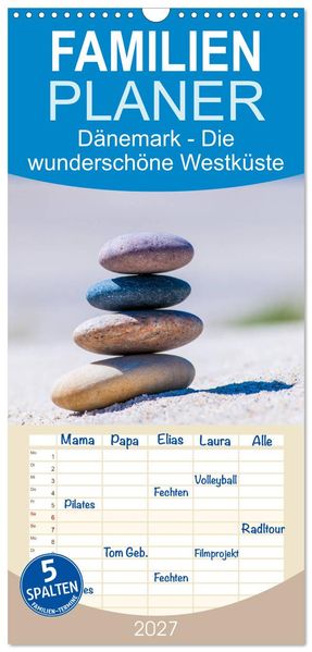 Familienplaner 2027 - Dänemark - Die wunderschöne Westküste mit 5 Spalten (Wandkalender 21 x 45 cm) CALVENDO
