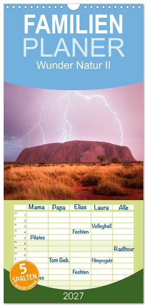 Familienplaner 2027 - Wunder Natur II mit 5 Spalten (Wandkalender 21 x 45 cm) CALVENDO