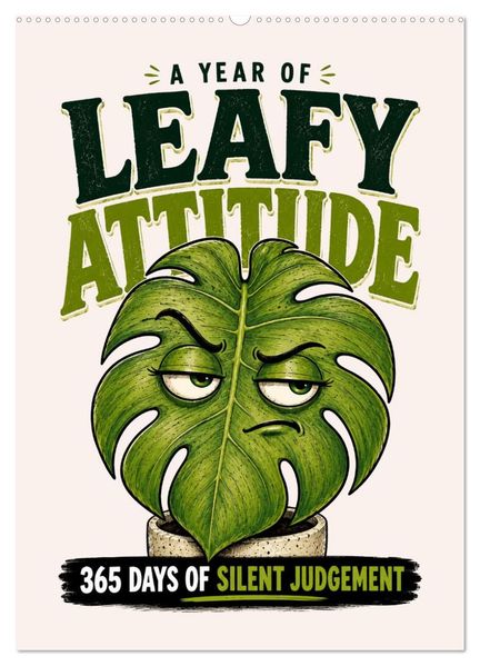 A year of leafy attitude 365 days of silent judgment (Wall Calendar 2027 DIN A2 portrait) CALVENDO 12 Month Wall Calendar