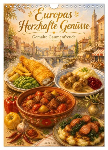 Europas Herzhafte Genüsse - Gemalte Gaumenfreuden (Wandkalender 2027 DIN A4 hoch) CALVENDO Monatskalender
