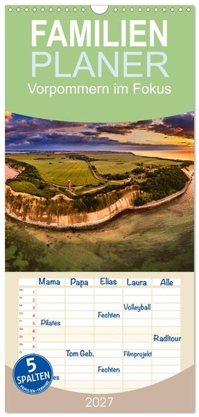 Familienplaner 2027 - Vorpommern im Fokus mit 5 Spalten (Wandkalender 21 x 45 cm) CALVENDO