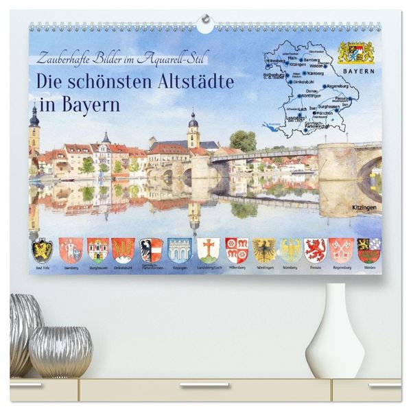 Die schönsten Altstädte in Bayern (hochwertiger Premium Wandkalender 2027 DIN A2 quer) Kunstdruck in Hochglanz