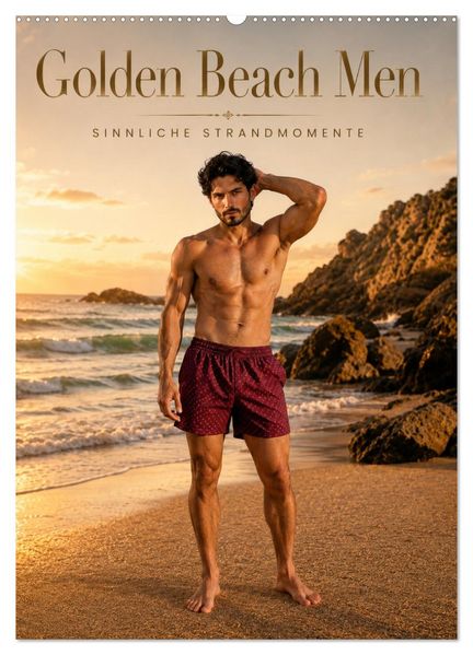 Golden Beach Men - Sinnliche Strandmomente (Wandkalender 2027 DIN A2 hoch) CALVENDO Monatskalender