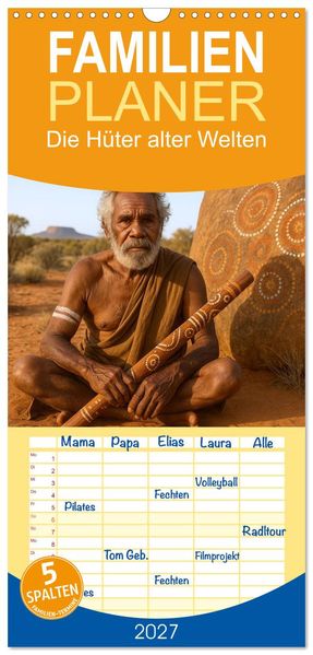 Familienplaner 2027 - Die Hüter alter Welten mit 5 Spalten (Wandkalender 21 x 45 cm) CALVENDO