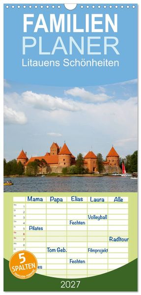 Familienplaner 2027 - Litauens Schönheiten mit 5 Spalten (Wandkalender 21 x 45 cm) CALVENDO