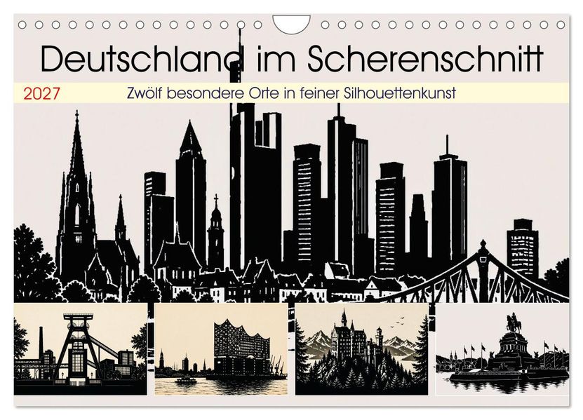 Deutschland im Scherenschnitt (Wandkalender 2027 DIN A4 quer) CALVENDO Monatskalender