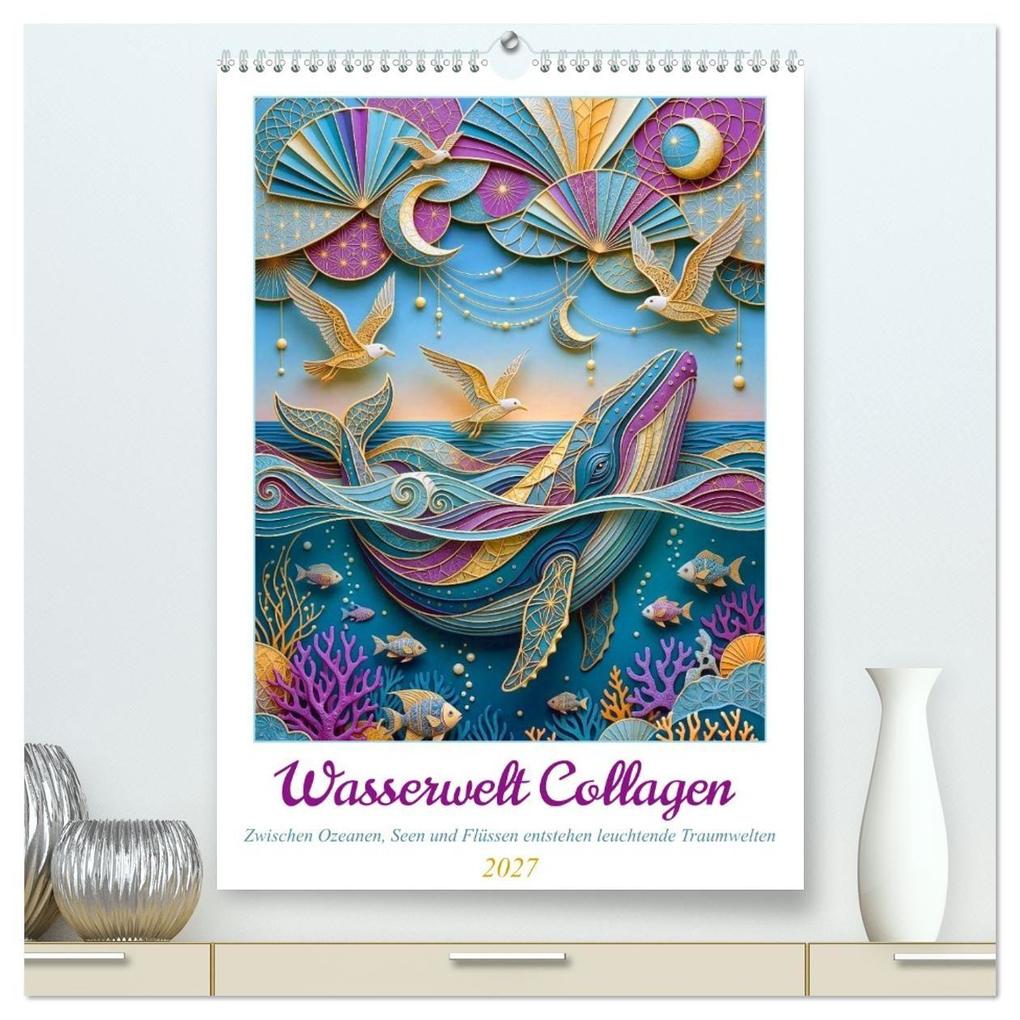 Wasserwelt Collagen (hochwertiger Premium Wandkalender 2027 DIN A2 hoch) Kunstdruck in Hochglanz