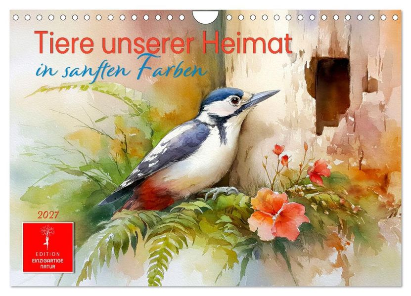 Tiere unserer Heimat in sanften Farben (Wandkalender 2027 DIN A4 quer) CALVENDO Monatskalender