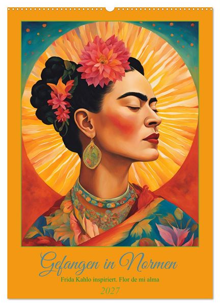 Gefangen in Normen. Frida Kahlo inspiriert. Flor de mi alma (Wandkalender 2027 DIN A2 hoch) CALVENDO Monatskalender
