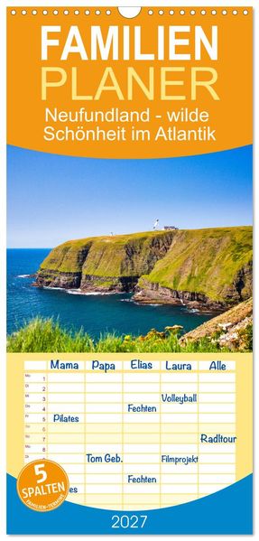 Familienplaner 2027 - Neufundland - wilde Schönheit im Atlantik mit 5 Spalten (Wandkalender 21 x 45 cm) CALVENDO