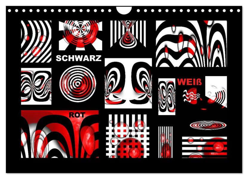 SCHWARZ WEIß ROT (Wandkalender 2027 DIN A4 quer) CALVENDO Monatskalender
