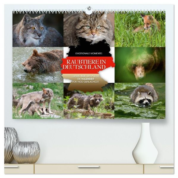 Emotionale Momente: Raubtiere in Deutschland (hochwertiger Premium Wandkalender 2027 DIN A2 quer) Kunstdruck in Hochglanz