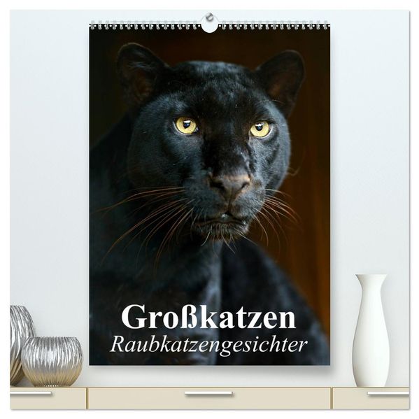 Großkatzen. Raubkatzengesichter (hochwertiger Premium Wandkalender 2027 DIN A2 hoch) Kunstdruck in Hochglanz