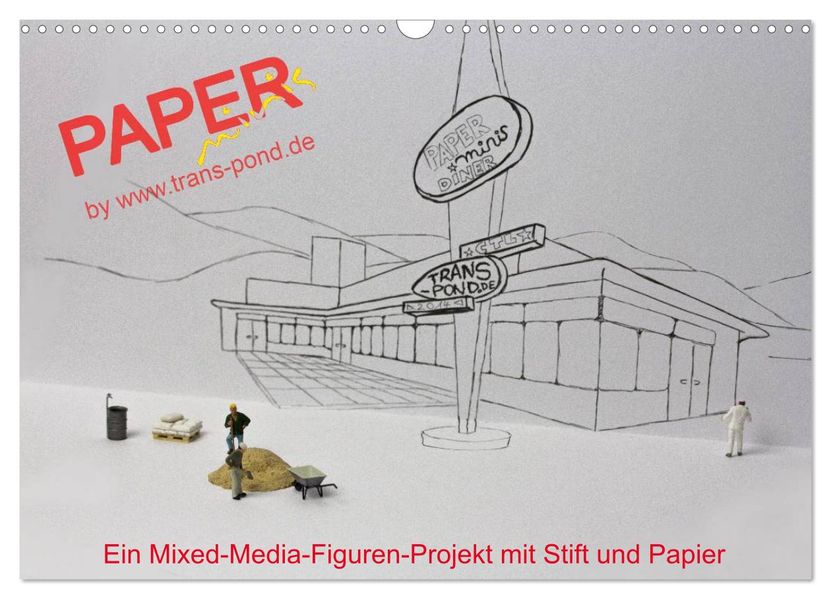 PAPERminis - Ein Mixed-Media-Figuren-Projekt mit Stift und Papier (Wandkalender 2027 DIN A3 quer) CALVENDO Monatskalender