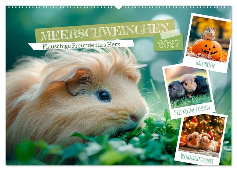 Meerschweinchen - Flauschige Freunde fürs Herz (Wandkalender 2027 DIN A2 quer) CALVENDO Monatskalender