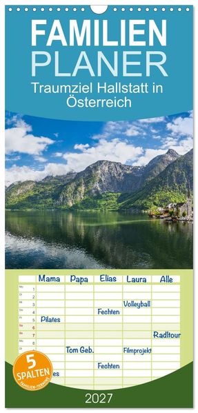 Familienplaner 2027 - Traumziel Hallstatt in Österreich mit 5 Spalten (Wandkalender 21 x 45 cm) CALVENDO