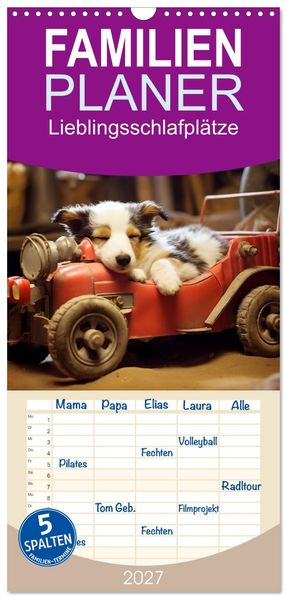 Familienplaner 2027 - Lieblingsschlafplätze mit 5 Spalten (Wandkalender 21 x 45 cm) CALVENDO