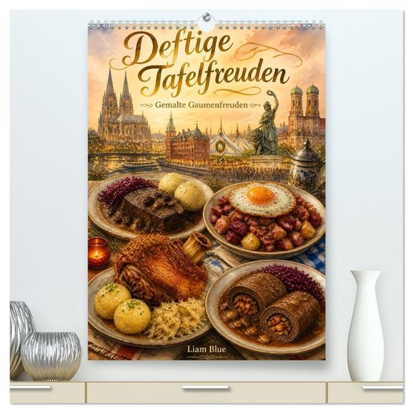 Deftige Tafelfreuden - Gemalte Gaumenfreuden (hochwertiger Premium Wandkalender 2027 DIN A2 hoch) Kunstdruck in Hochglanz
