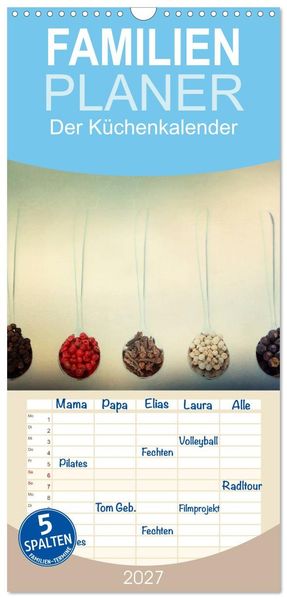 Familienplaner 2027 - Der Küchenkalender mit 5 Spalten (Wandkalender 21 x 45 cm) CALVENDO
