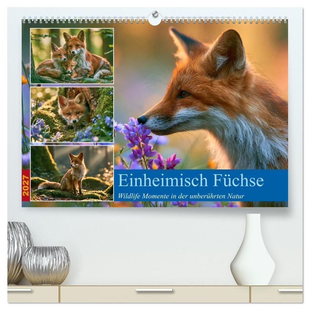 Einheimische Füchse (hochwertiger Premium Wandkalender 2027 DIN A2 quer) Kunstdruck in Hochglanz