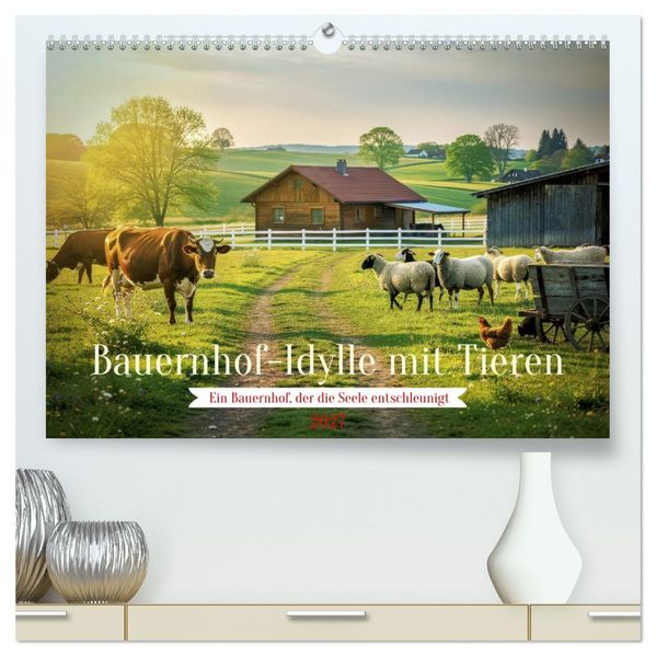 Bauernhof-Idylle mit Tieren (hochwertiger Premium Wandkalender 2027 DIN A2 quer) Kunstdruck in Hochglanz