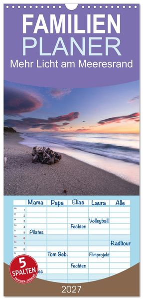 Familienplaner 2027 - Mehr Licht am Meeresrand mit 5 Spalten (Wandkalender 21 x 45 cm) CALVENDO