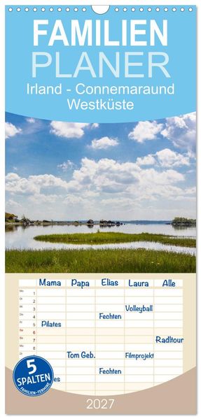 Familienplaner 2027 - Irland - Connemara und Westküste mit 5 Spalten (Wandkalender 21 x 45 cm) CALVENDO