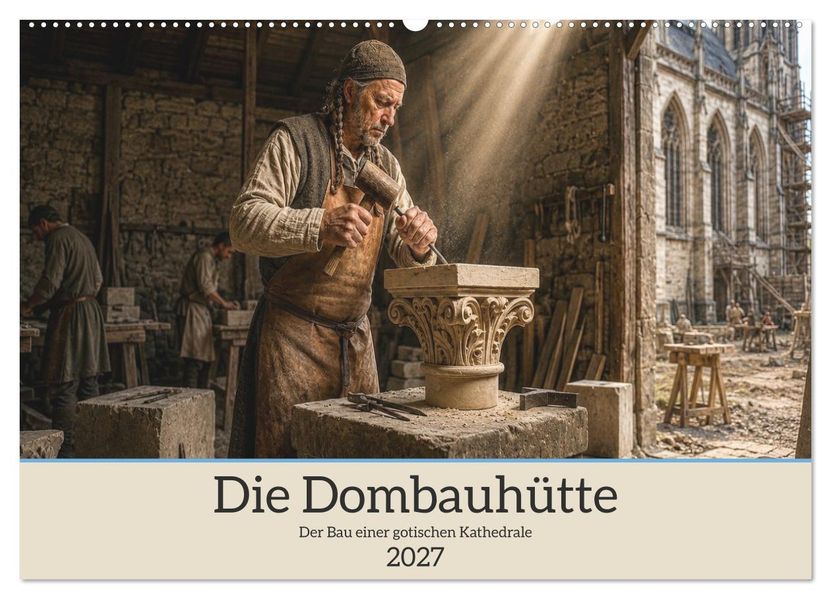 Die Dombauhütte - Der Bau einer gotischen Kathedrale (Wandkalender 2027 DIN A2 quer) CALVENDO Monatskalender
