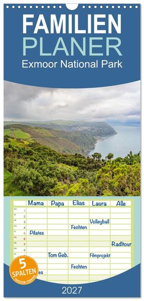 Familienplaner 2027 - Exmoor National Park mit 5 Spalten (Wandkalender 21 x 45 cm) CALVENDO