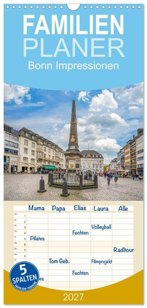 Familienplaner 2027 - Bonn Impressionen mit 5 Spalten (Wandkalender 21 x 45 cm) CALVENDO